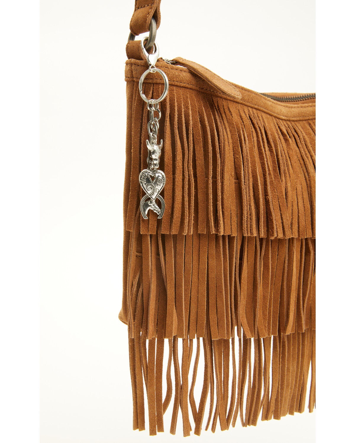 Shyanne Women's Heart Bull Horn Bag Charm, Silver, hi-res