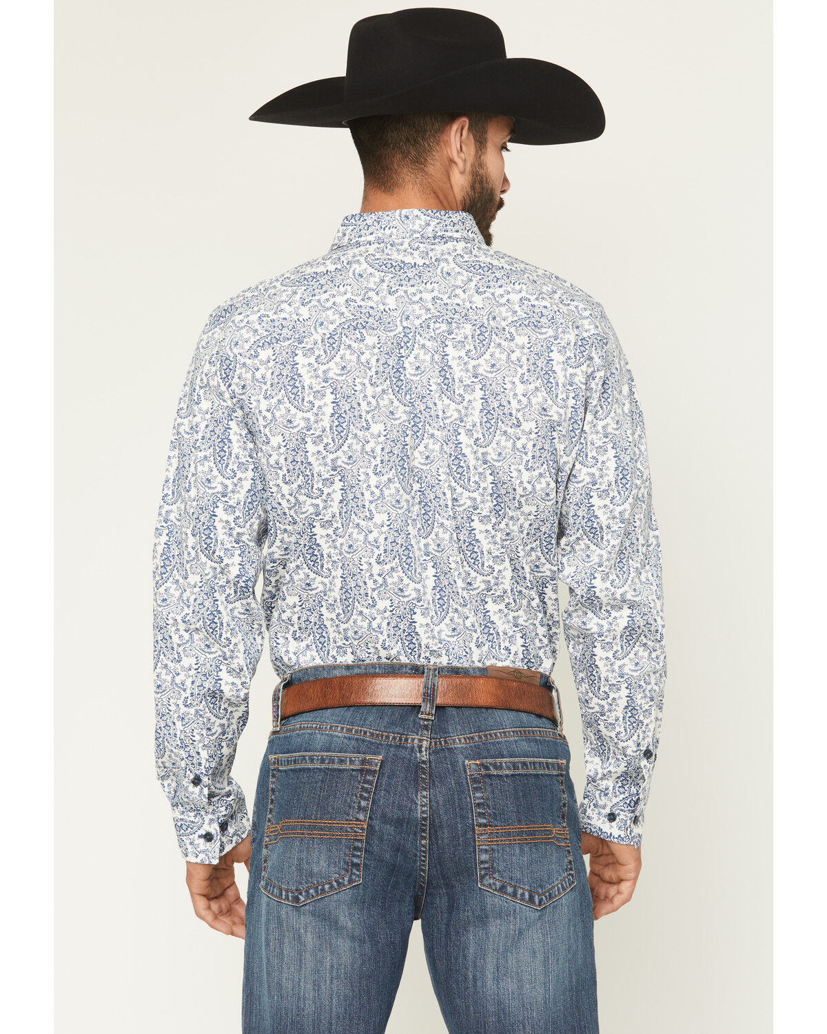 Image #4 - Cody James Men's Dagget 2.0 Paisley Print Long Sleeve Button-Down Stretch Western Shirt, Navy, hi-res