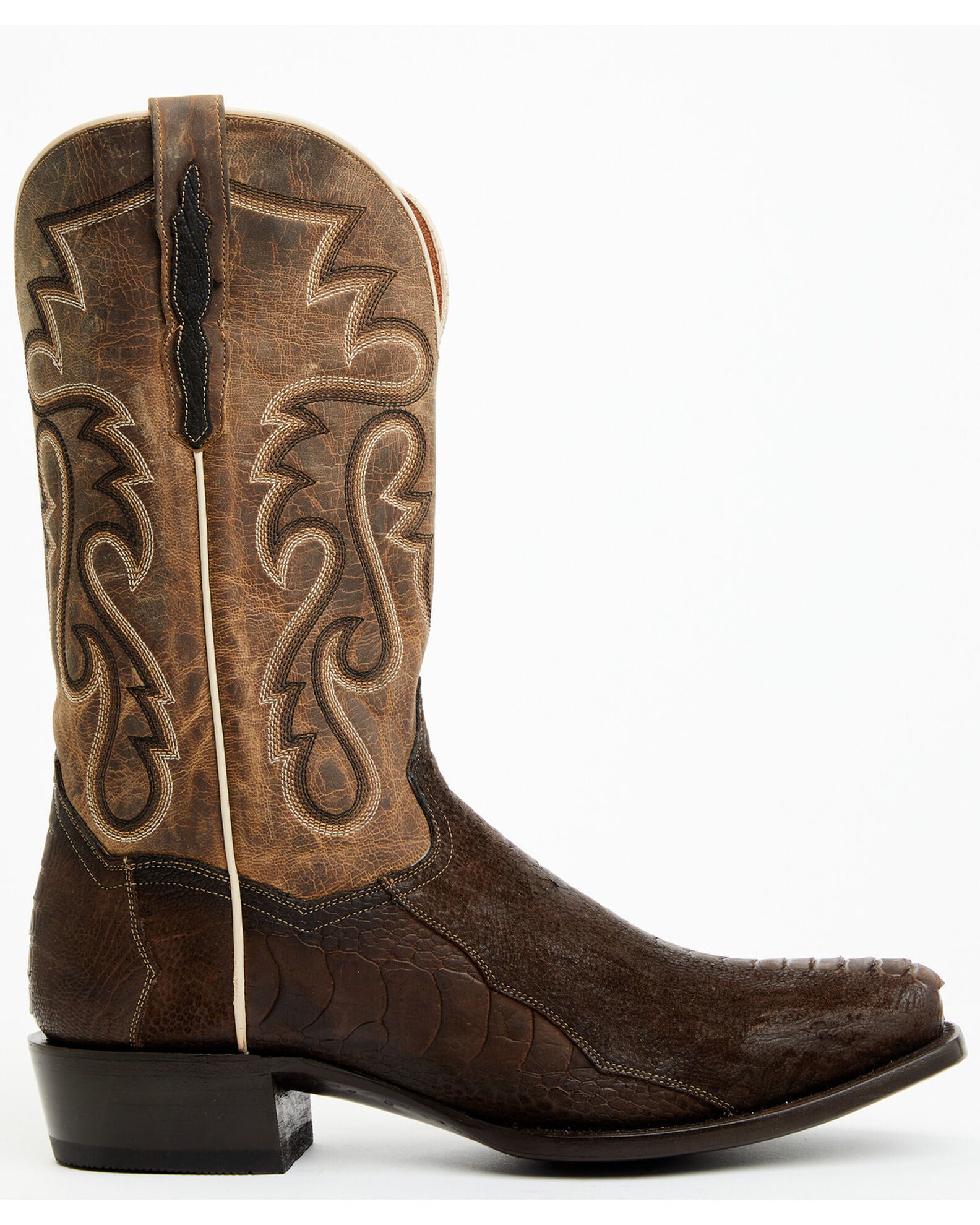 Men's King Exotic Ostrich Leg Square Toe Boots With Saddle Handmade Blue Jean (48170514) main image 0