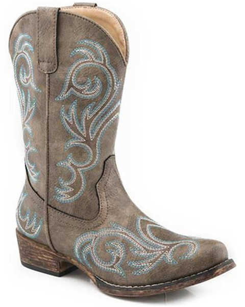 Roper Little Girls' Riley Western Boots - Snip Toe, Brown, hi-res
