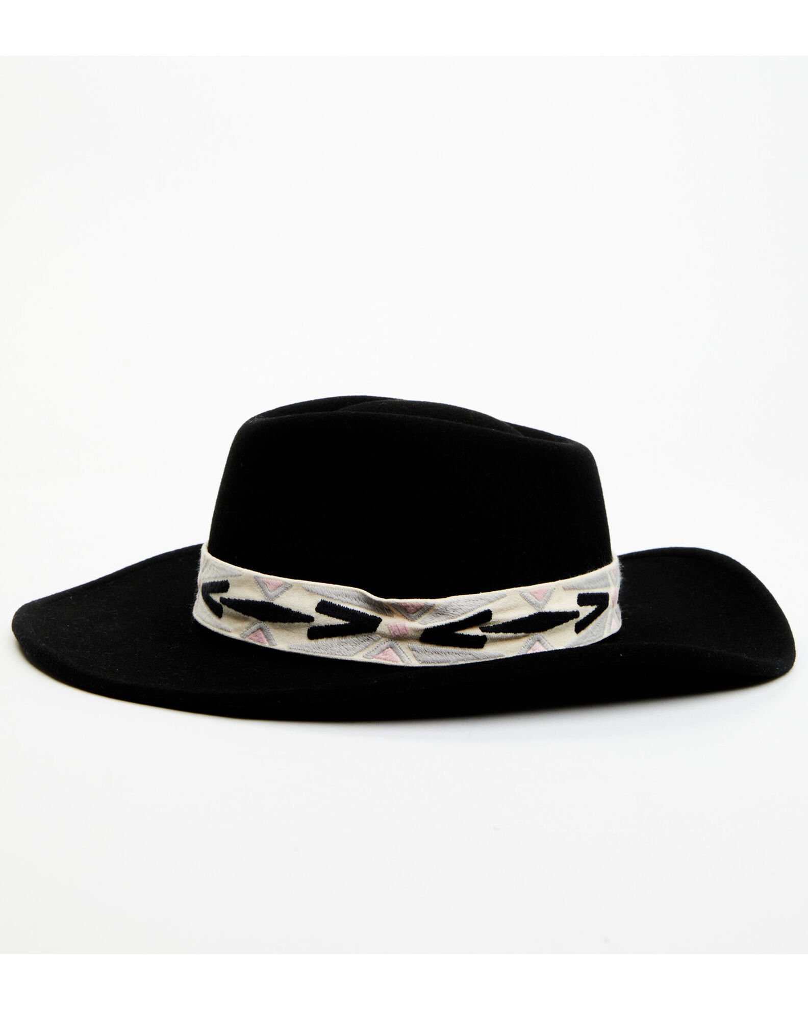 Image #3 - Nikki Beach Women's New Moon Felt Fedora Hat, Black, hi-res