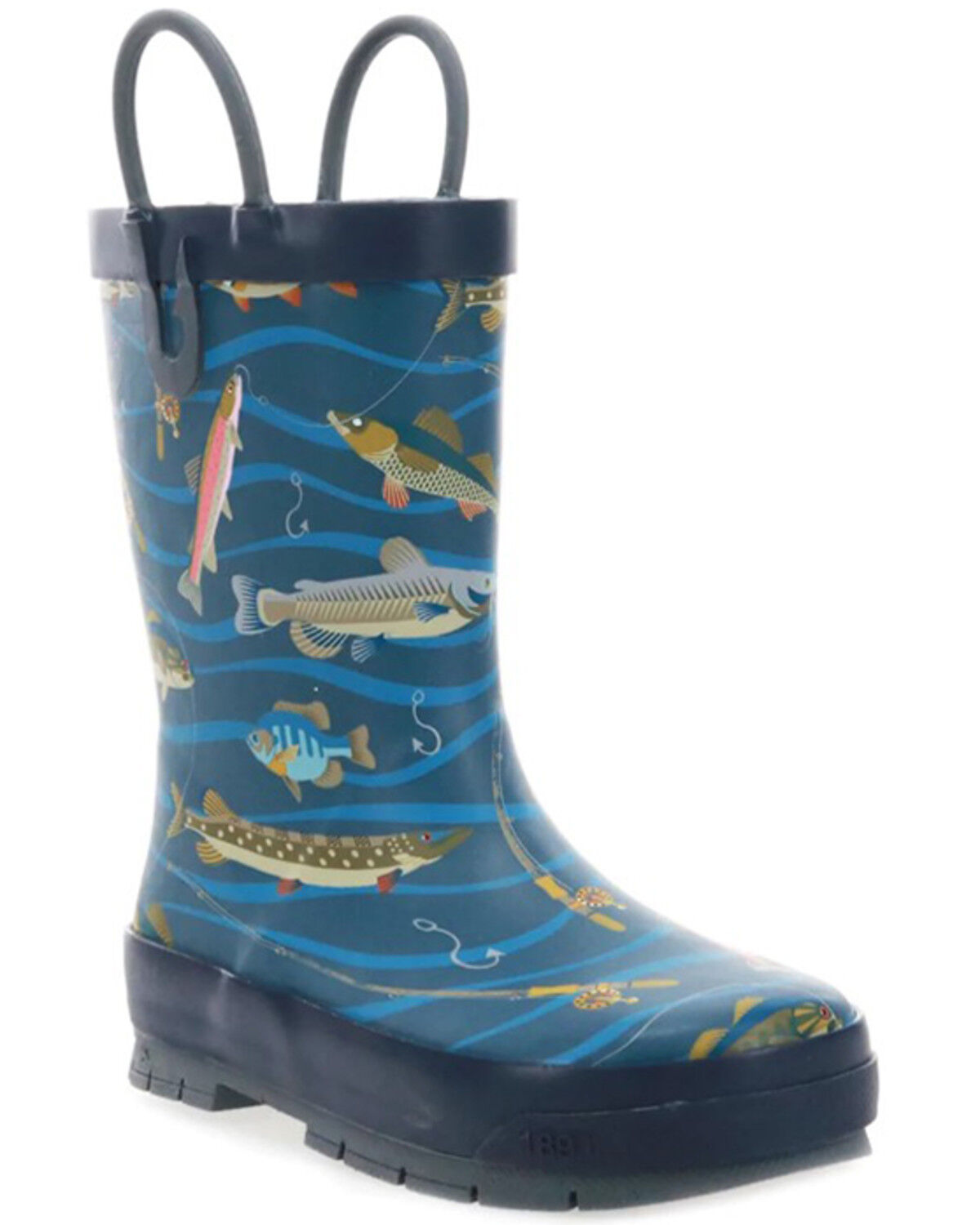 Image #1 - Western Chief Boys' Gone Fish'n Rain Boots, Navy, hi-res