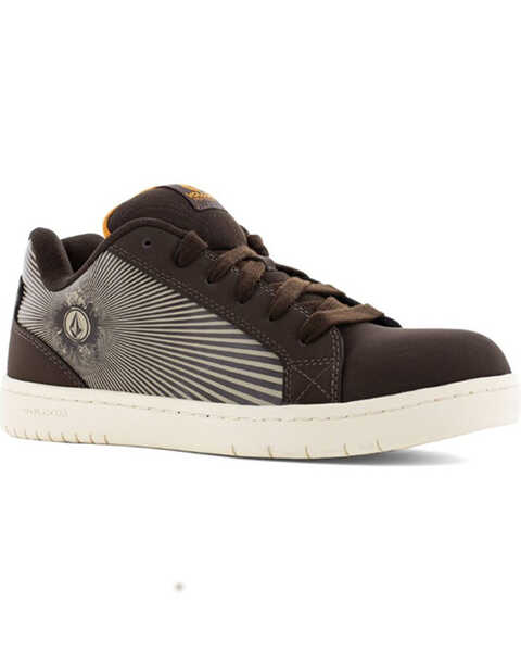 Image #1 - Volcom Men's Stone Skate Inspired Work Shoes - Composite Toe, Dark Brown, hi-res