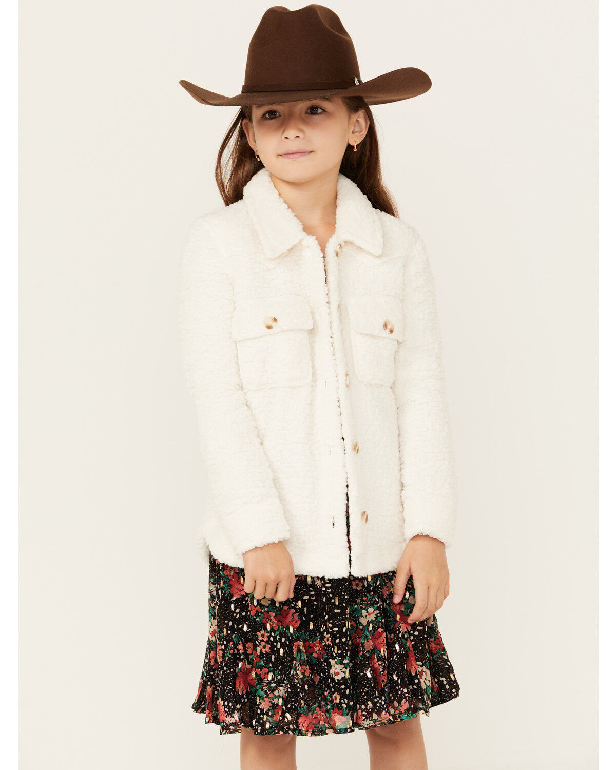Image #1 - Shyanne Girls' Velma Sherpa Shacket, Cream, hi-res