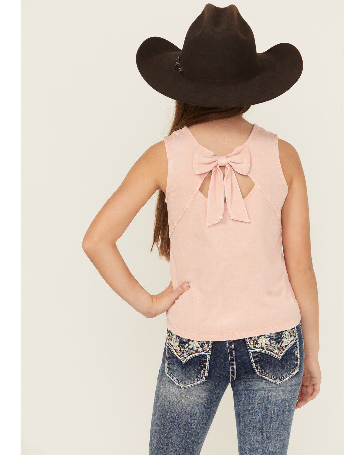 Image #4 - Shyanne Girls' Horseshoe Graphic Bow Tank Top, Pink, hi-res