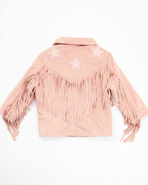 Image #3 - Fornia Toddler Girls' Star Patch Fringe Jacket, Light Pink, hi-res