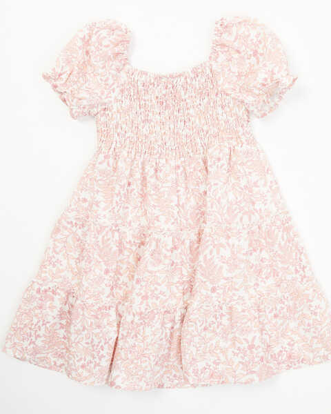 Image #3 - Yura Toddler Girls' Floral Print Short Puff Sleeve Dress, Pink, hi-res