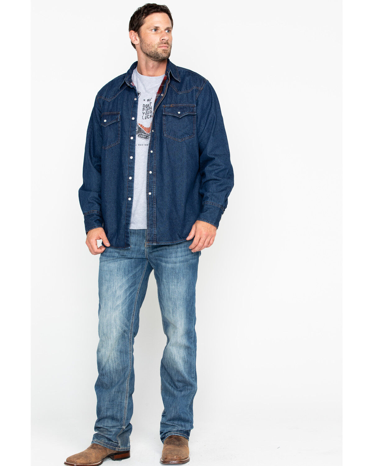 men's flannel lined denim shirt jacket