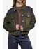 Image #1 - Azalea Wang Women's Velvet Button-Down Cropped Denim Jacket, Olive, hi-res