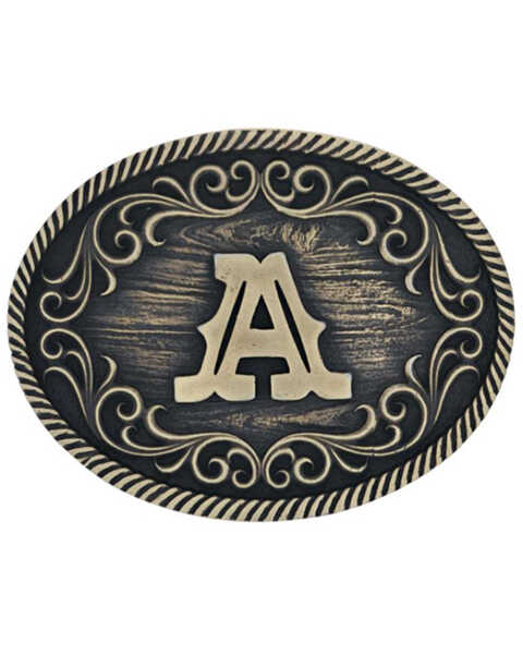 Image #1 - Montana Silversmiths Filigree Initial A Belt Buckle, Bronze, hi-res