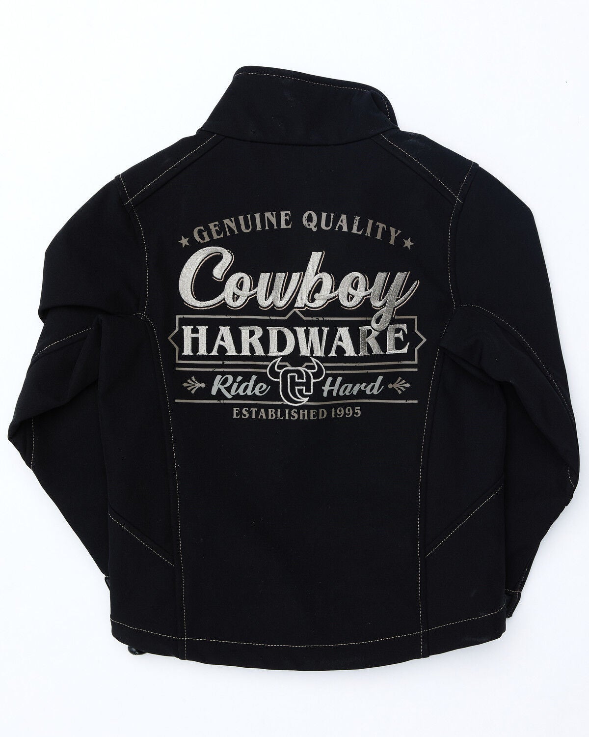 Image #4 - Cowboy Hardware Boys' Black Ride Hard Zip-Up Softshell Jacket , , hi-res