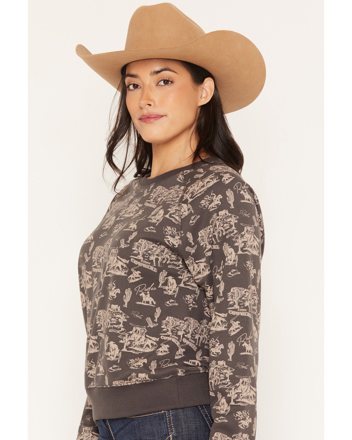 Image #2 - Ariat Women's Graphic Essential Crew Neck Long Sleeve Top, Grey, hi-res