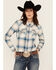 Image #1 - Shyanne Women's Plaid Print Long Sleeve Button-Down Western Shirt, Ivory, hi-res