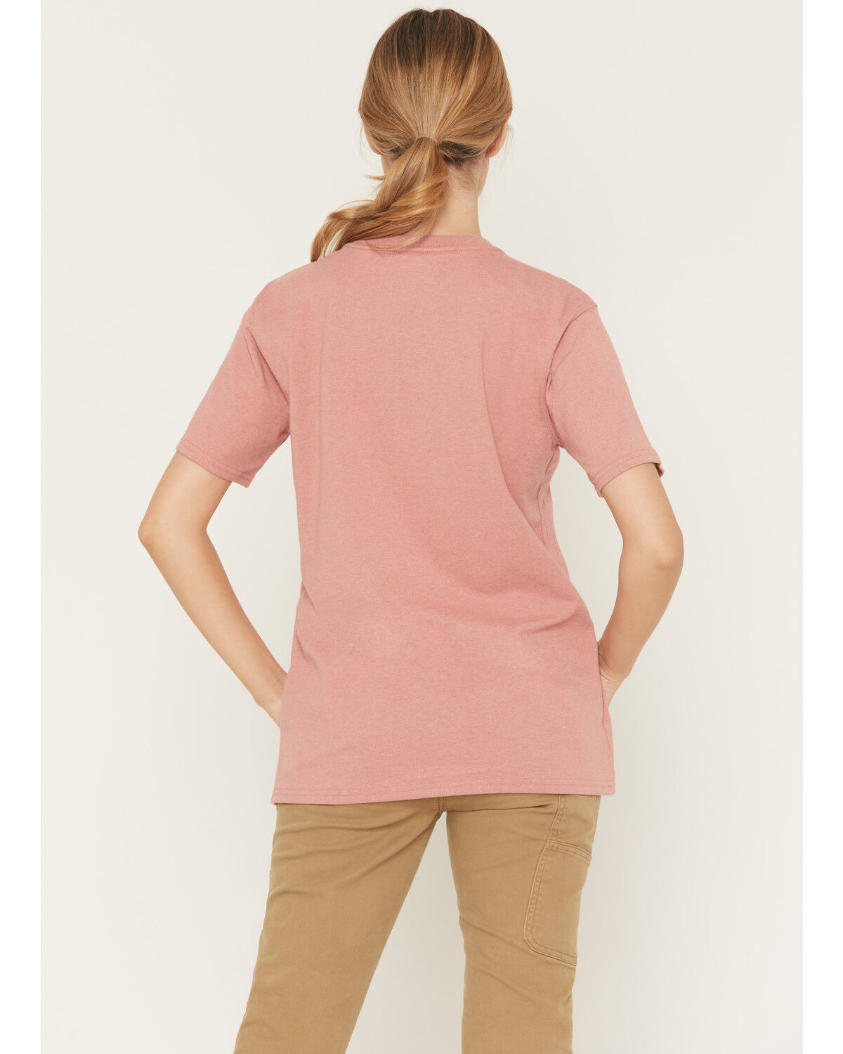 Image #4 - Carhartt Women's Loose Fit Heavyweight Short Sleeve Pocket T-Shirt, Rose, hi-res
