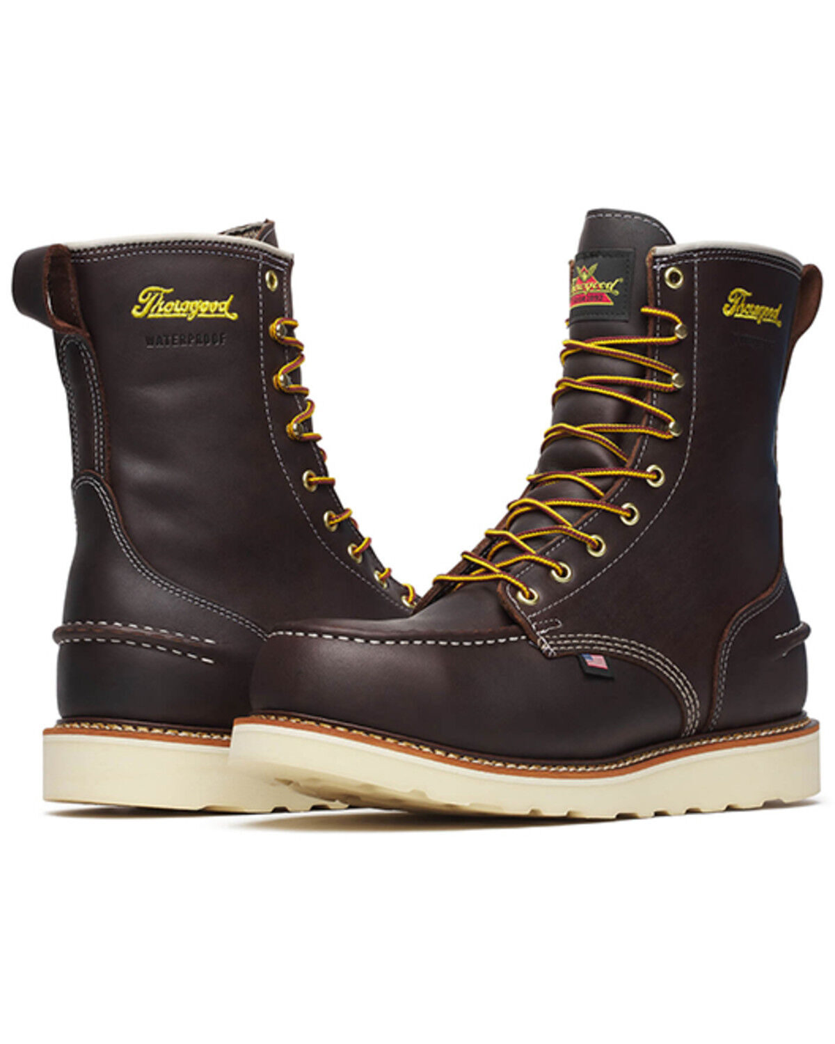 Image #5 - Thorogood Men's Boot Barn Exclusive Waterproof 8" USA Moc Work Boots - Steel Toe, Brown, hi-res