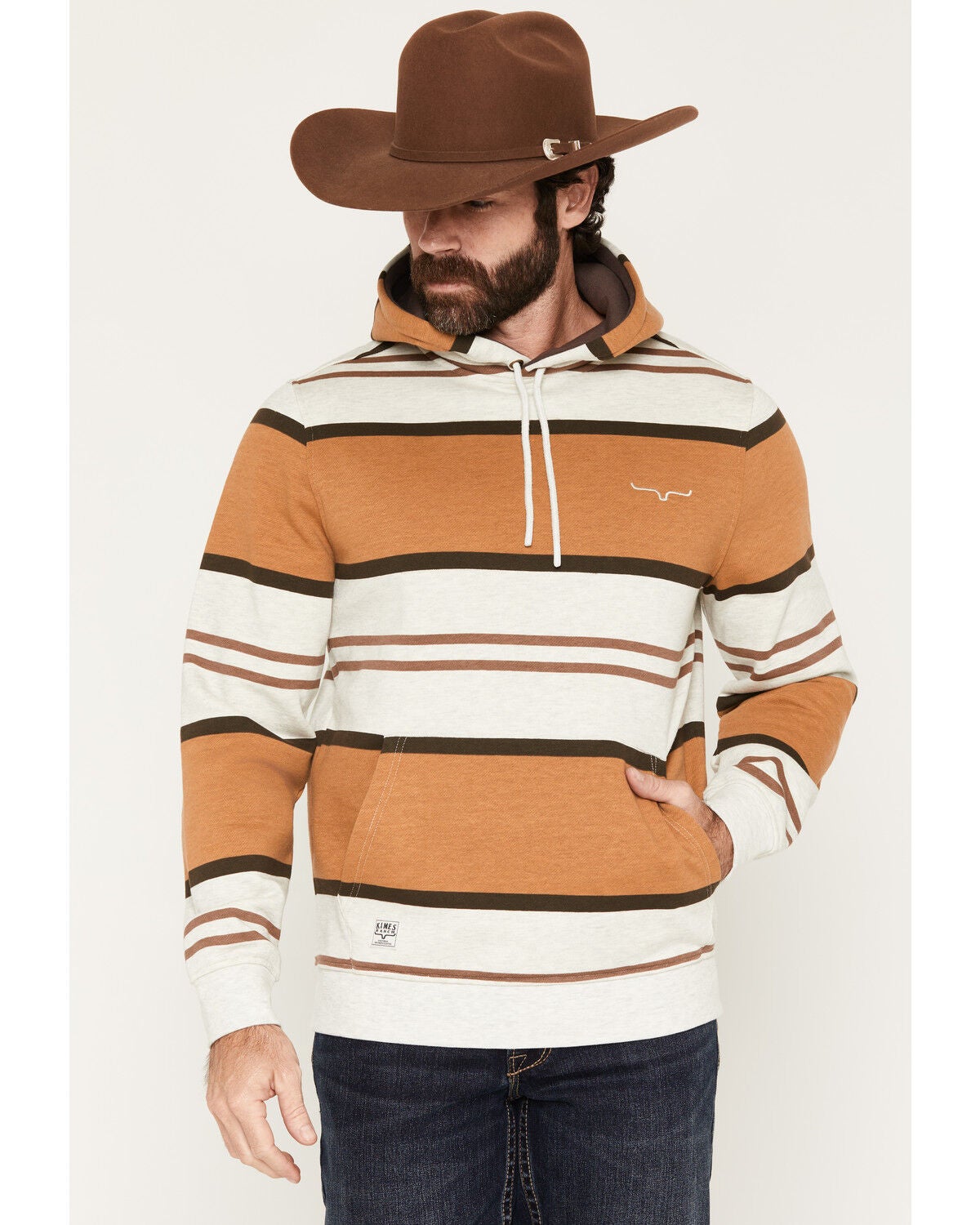 Kimes Ranch Men's Owen Striped Hooded Sweatshirt, Natural, hi-res