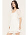 En Creme Women's Allover Crochet Short Sleeve Mini Dress, White, hi-res