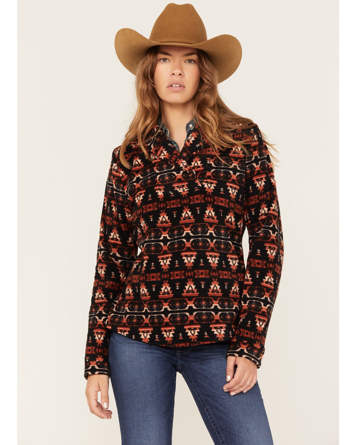 Outback Trading Co Women's Janet Pullover - Big & Tall, Black, hi-res