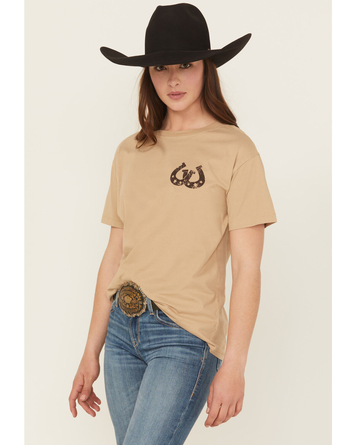 Image #2 - Shyanne Women's Everyone Thinks They're Cowboy Short Sleeve Graphic Tee, Khaki, hi-res