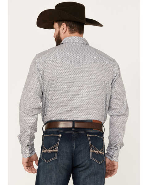 Image #4 - Wrangler 20X Men's Diamond Print Long Sleeve Western Snap Shirt, Grey, hi-res