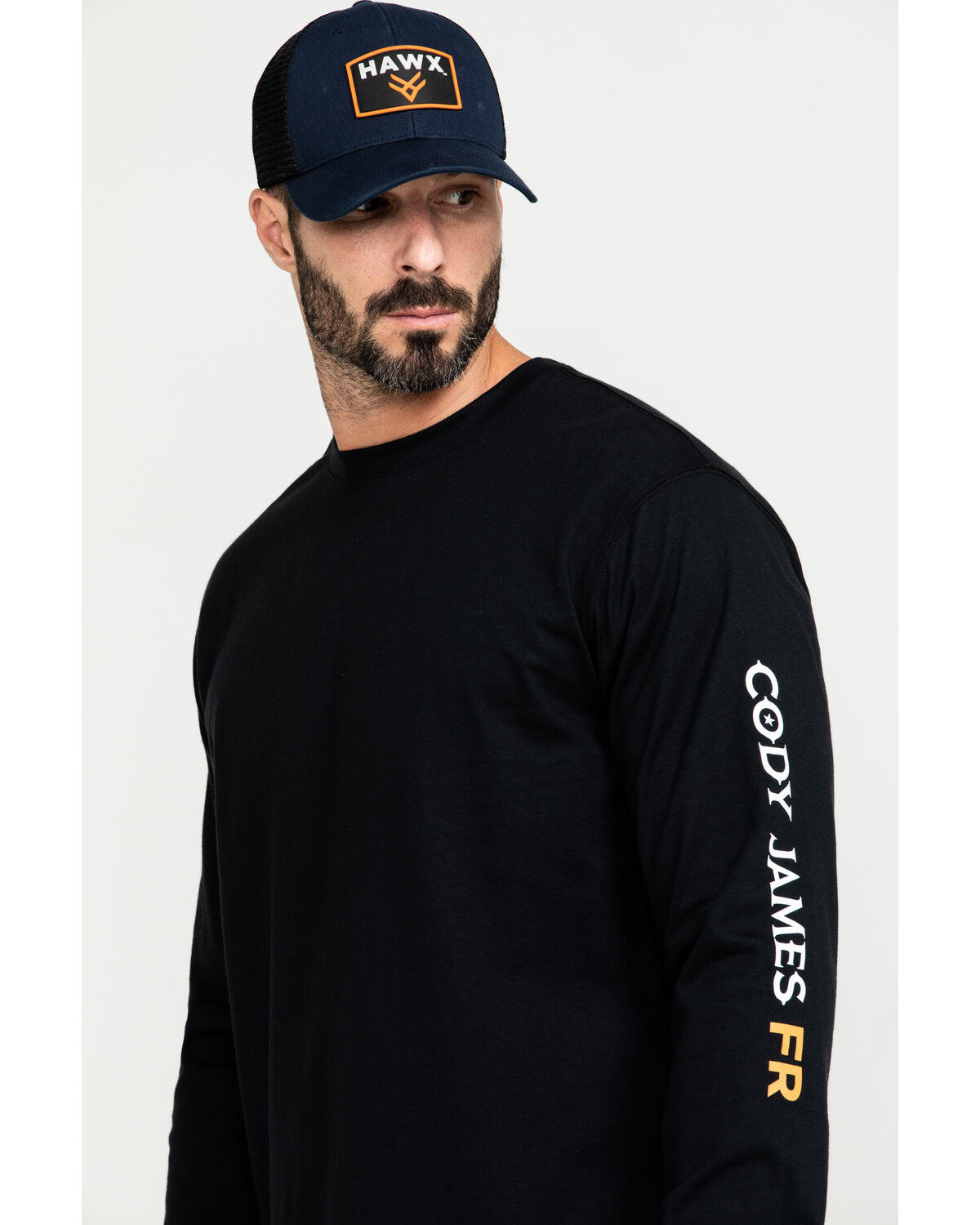 Image #5 - Cody James Men's FR Logo Long Sleeve Stretch Work Shirt, Black, hi-res