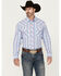 Image #1 - Wrangler 20X Men's Striped Print Long Sleeve Snap Stretch Western Shirt, Blue, hi-res