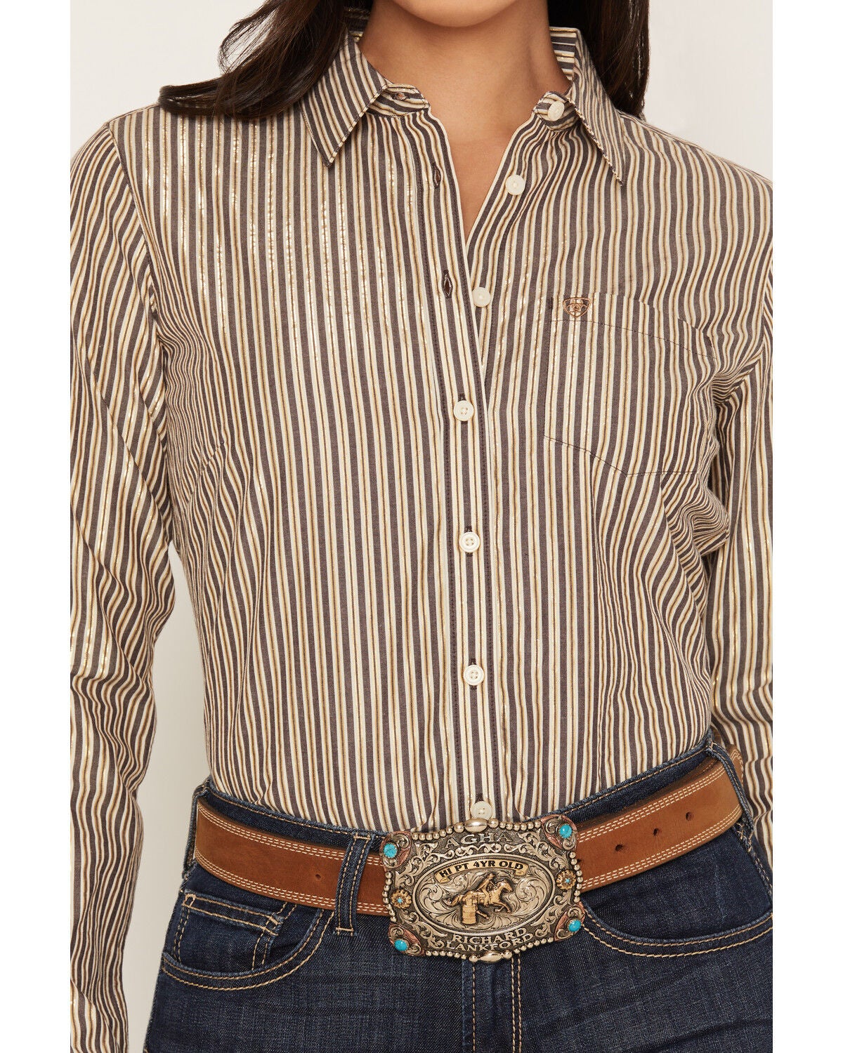 Image #3 - Ariat Women's Team Kirby Striped Long Sleeve Button-Down Stretch Western Shirt, Multi, hi-res