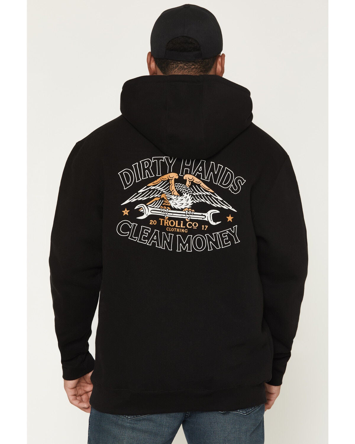 Image #1 - Troll Co Men's DHCM Wing Spanner Hooded Sweatshirt, Black, hi-res