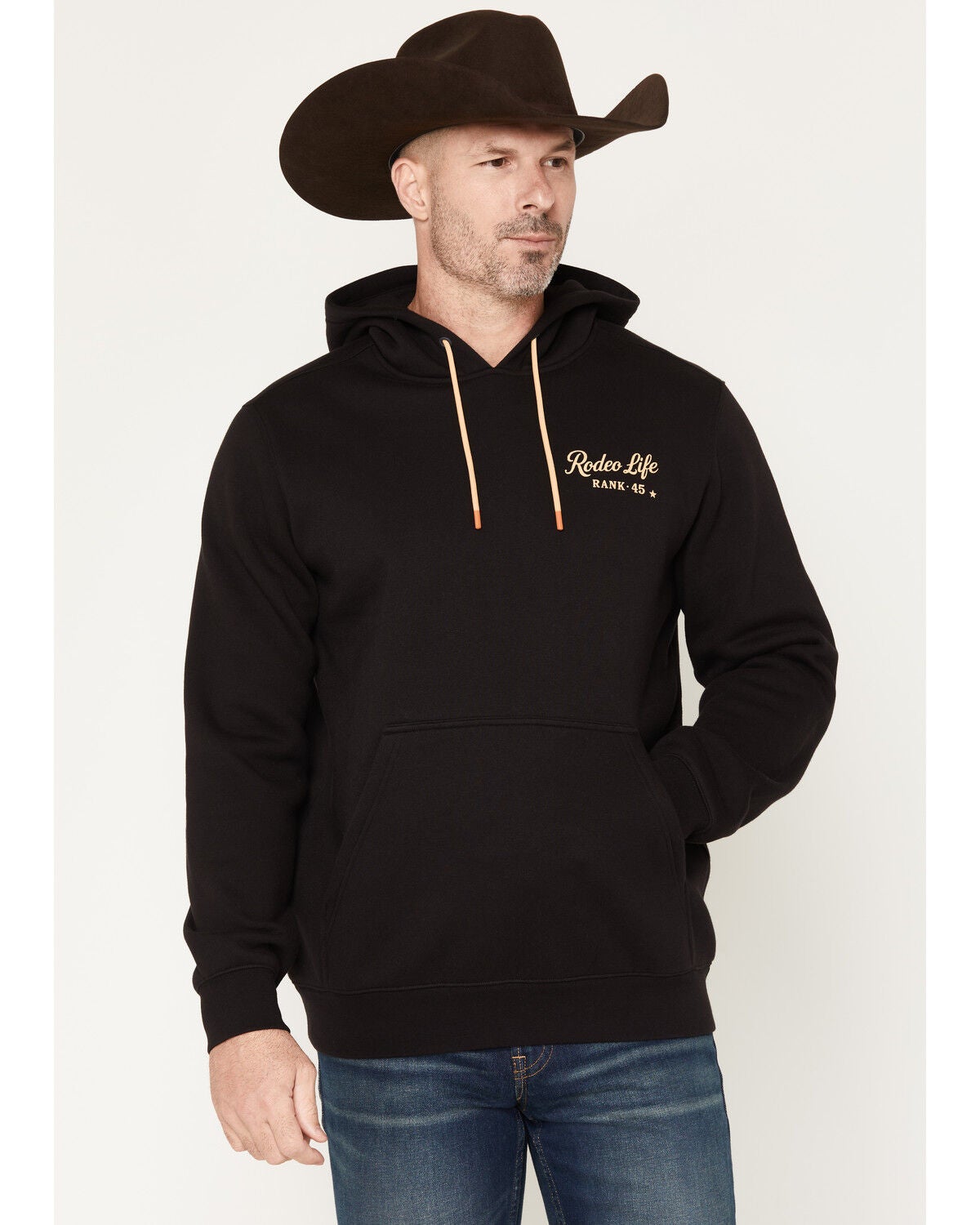 Image #2 - RANK 45&reg; Men's Build A Legend Logo Graphic Hooded Sweatshirt, Black, hi-res