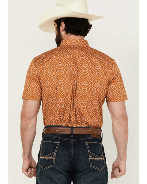Image #4 - RANK 45® Men's Decker Geo Print Short Sleeve Performance Stretch Button-Down Western Shirt , Gold, hi-res