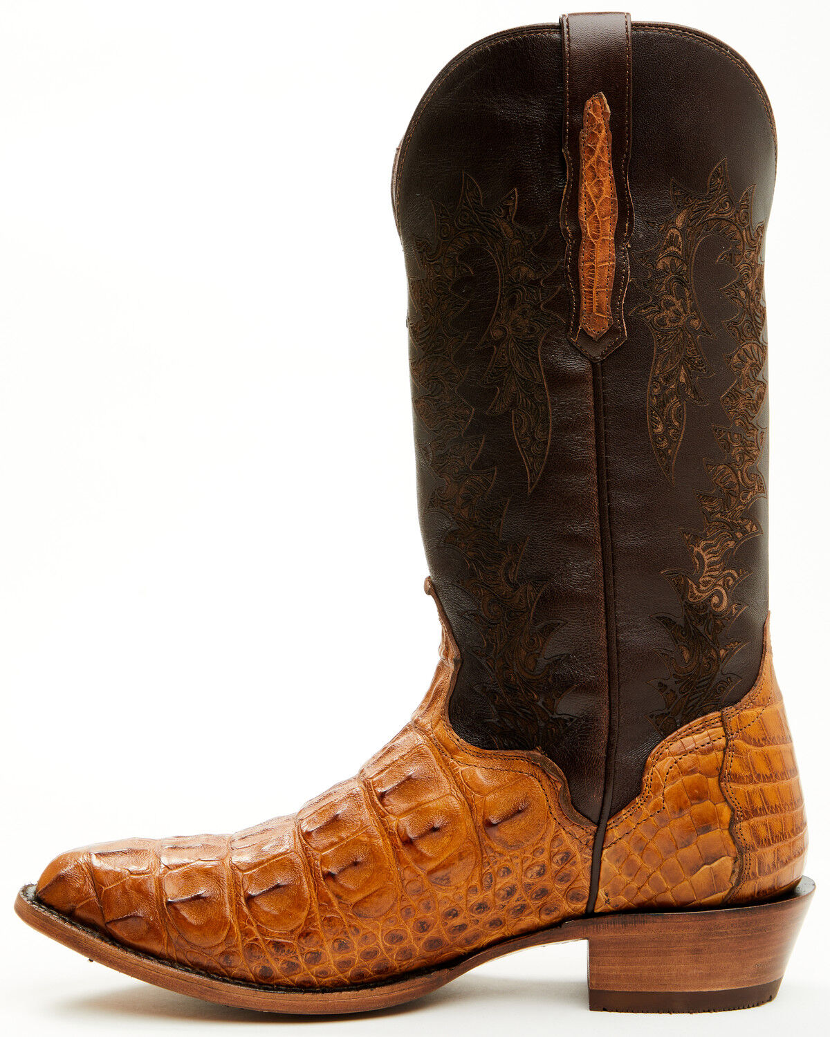 Image #3 - El Dorado Men's Exotic American Alligator Western Boots - Round Toe, Brass, hi-res