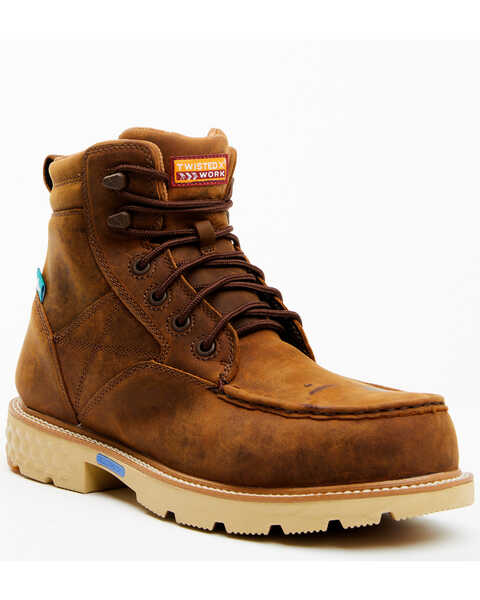 Image #1 - Twisted X Men's 6" Lace-Up Work Boot - Composite Toe, Brown, hi-res