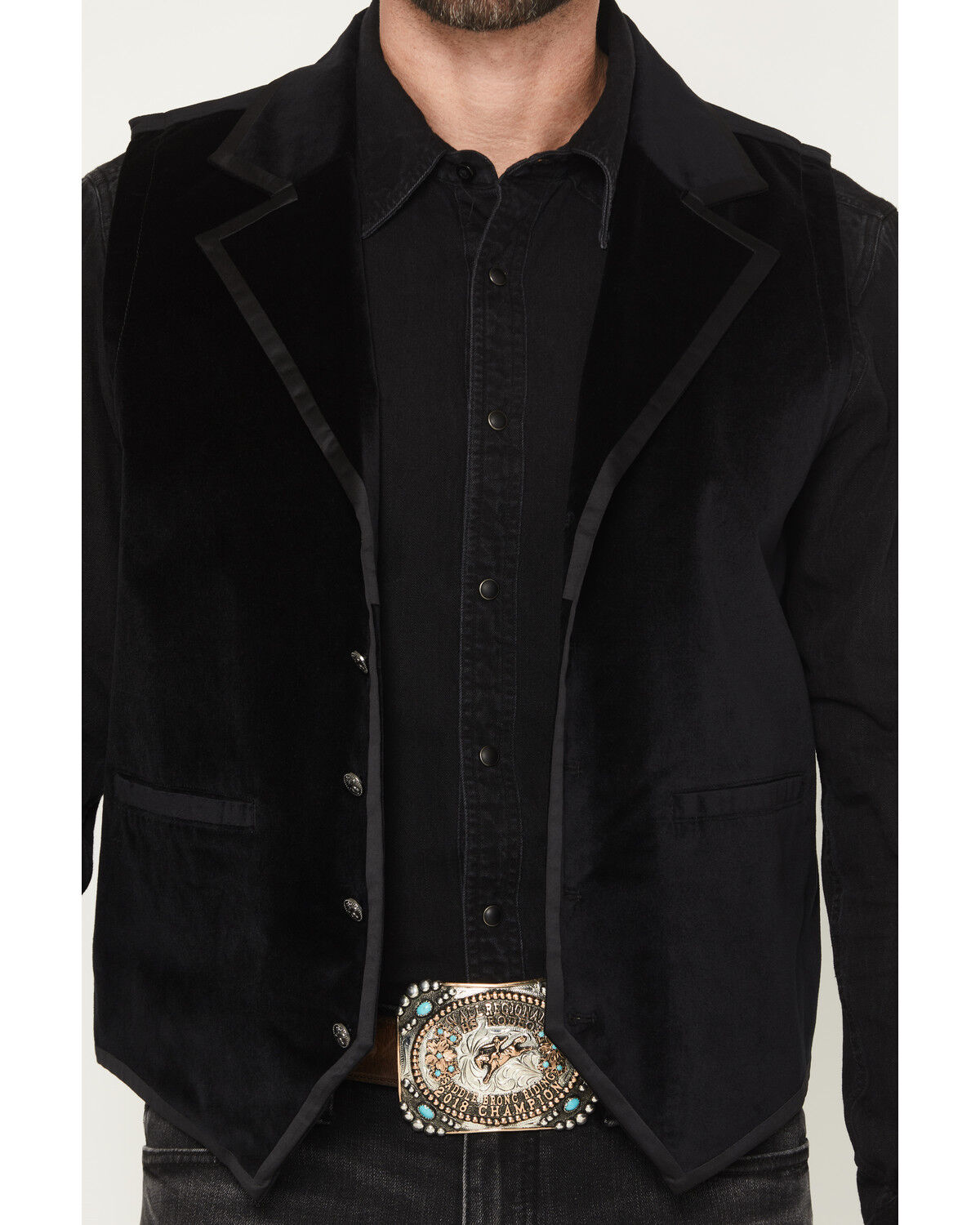 Image #3 - Moonshine Spirit Men's Single Breasted Velvet Vest, Black, hi-res