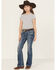 Image #3 - Shyanne Girls' Medium Wash Southwestern Pocket Bootcut Stretch Denim Jeans, Medium Wash, hi-res