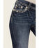 Image #4 - Miss Me Women's Dark Wash Mid Rise 32" Bootcut Stretch Denim Jeans, Dark Wash, hi-res