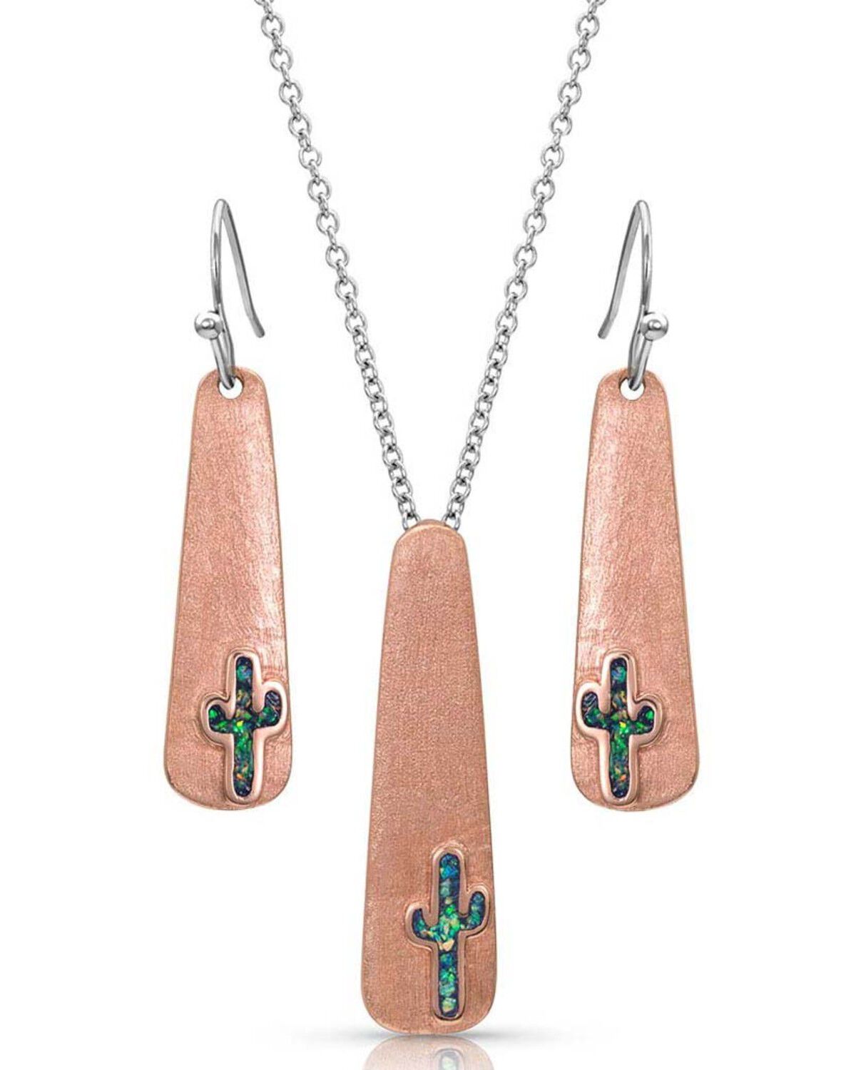 Image #1 - Montana Silversmiths Women's Desert Sun Opal Cactus Jewelry Set, Silver, hi-res