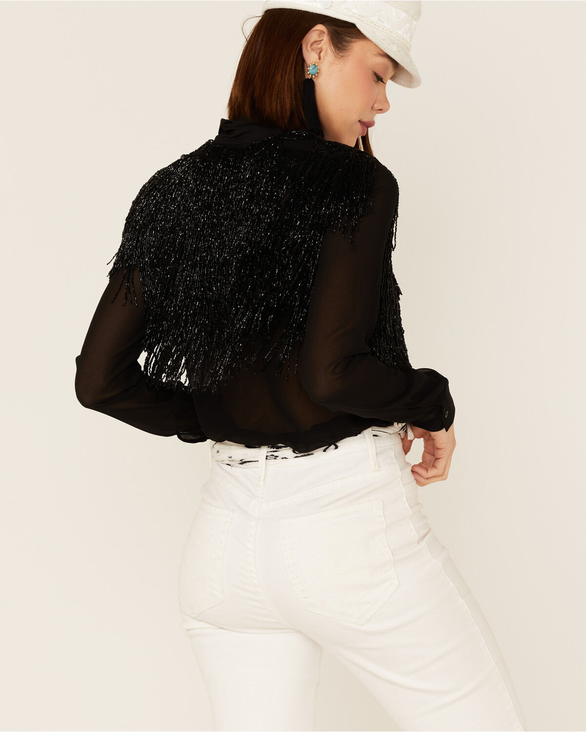 Image #4 - Any Old Iron Women's Beaded Fringe Shirt, , hi-res