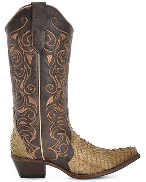 Image #2 - Corral Women's Exotic Fish Western Boots - Snip Toe , Sand, hi-res