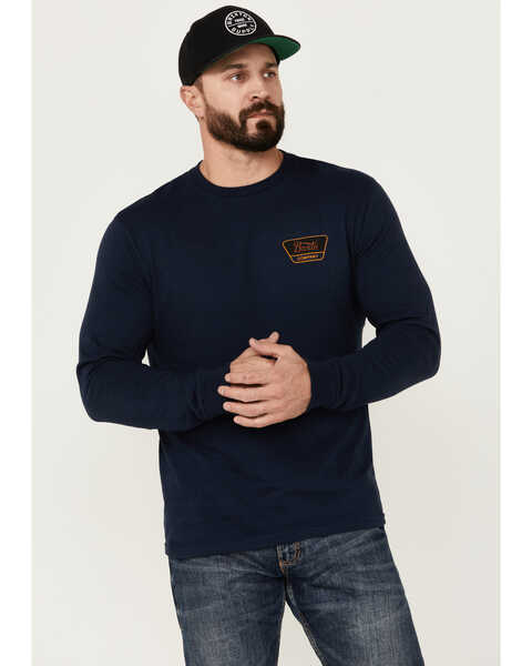 Image #2 - Brixton Men's Linwood Logo Graphic Print Long Sleeve Shirt , Navy, hi-res