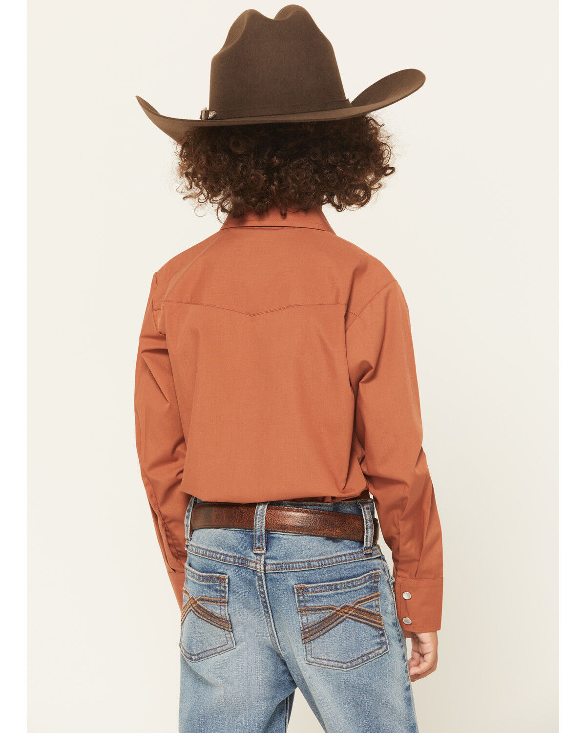 Image #4 - Ely Walker Boys' Solid Long Sleeve Snap Western Shirt, Rust Copper, hi-res