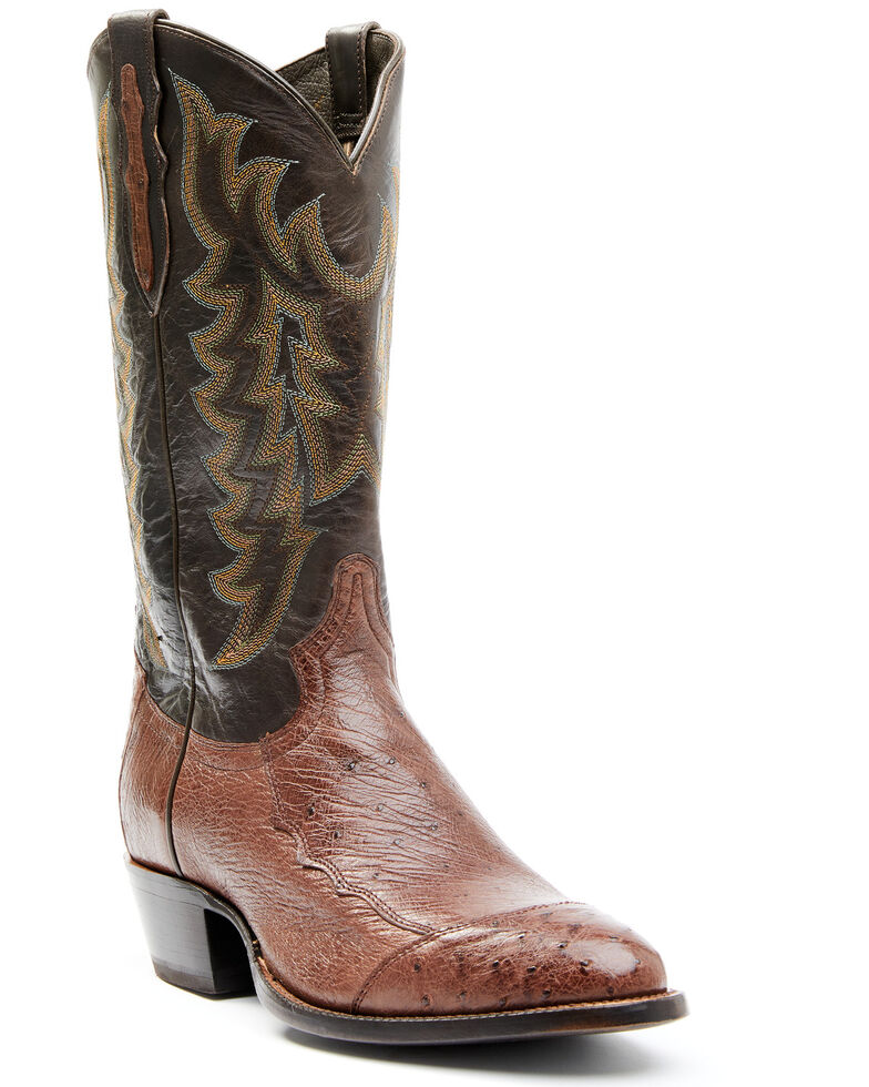 Tony Lama Men's Kango Tabac Ernesto Ostrich Exotic Western Boot - Round Top , Brown, hi-res