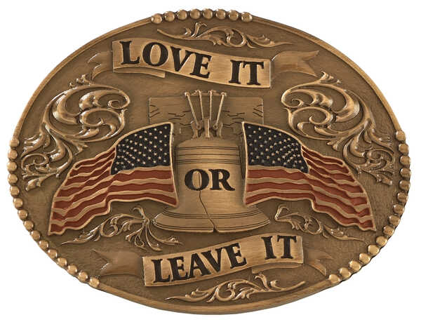 Image #1 - Cody James Men's Love It or Leave It with American Flag Belt Buckle, Multi, hi-res