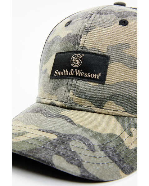 Smith & Wesson Men's Washed Army Camo Logo Patch Ball Cap , Camouflage, hi-res