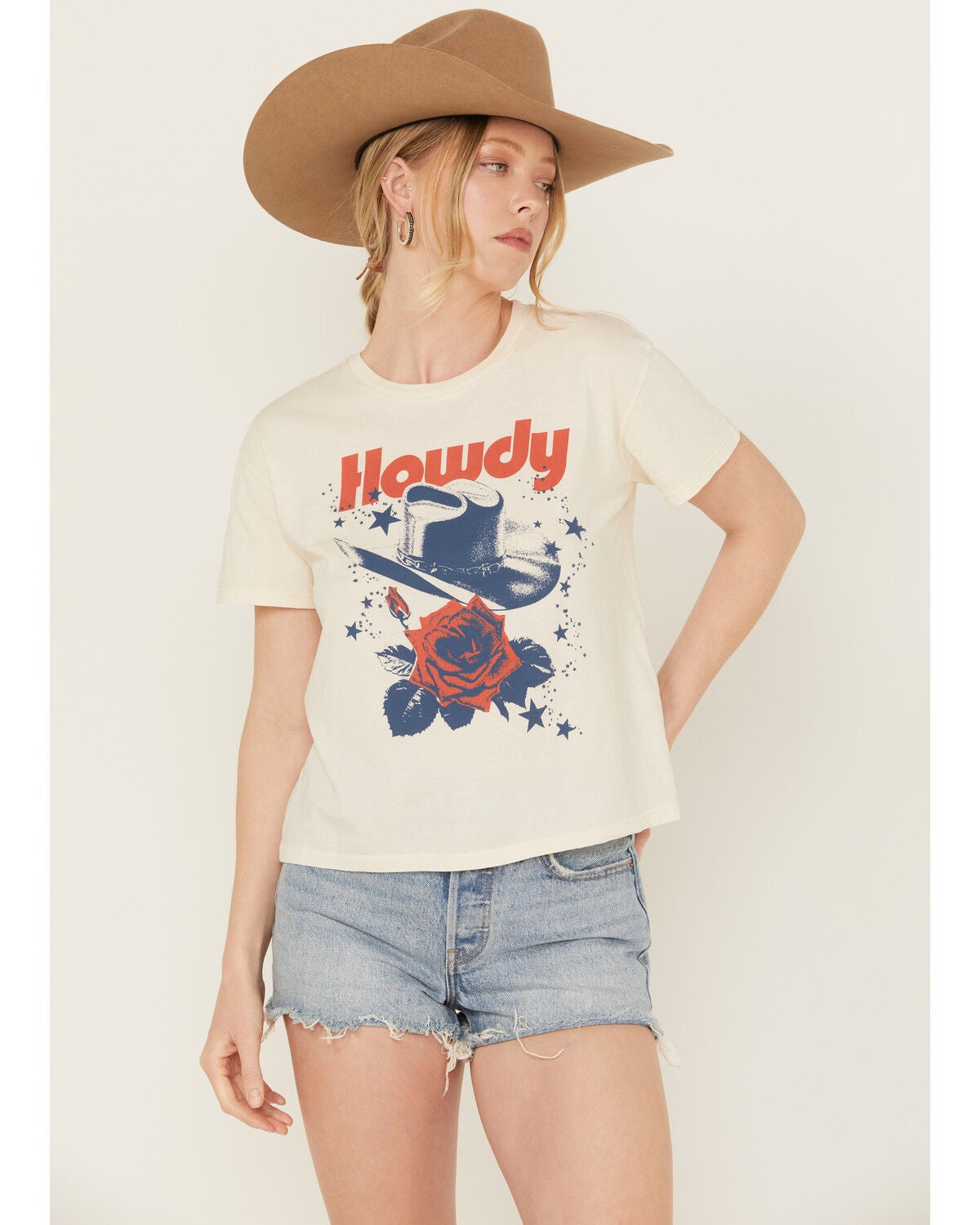Girl Dangerous Women's Howdy Hat Short Sleeve Graphic Tee, Natural, hi-res