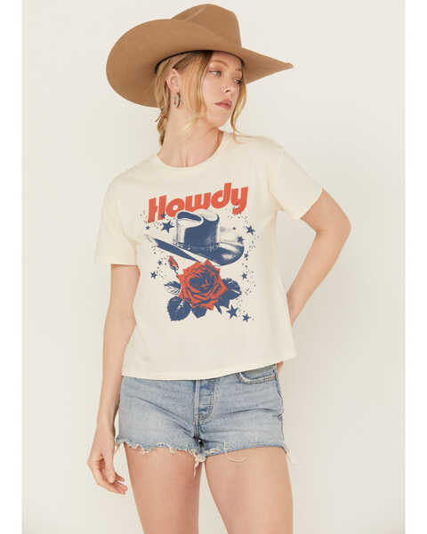 Girl Dangerous Women's Howdy Hat Short Sleeve Graphic Tee , Natural, hi-res