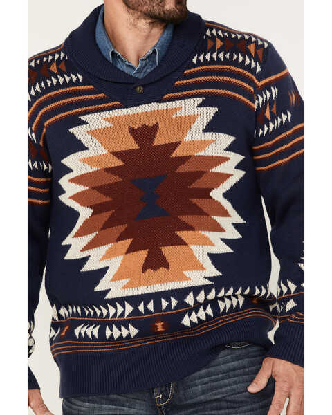 Image #3 - Cinch Men's Southwestern Pullover Knit Sweater, Navy, hi-res