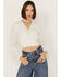 Image #1 - Shyanne Women's Smocked Waist Long Sleeve Crop Top, White, hi-res