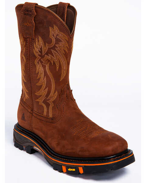 Cody James Men's 11" Decimator Waterproof Western Work Boots - Soft Toe, Brown, hi-res