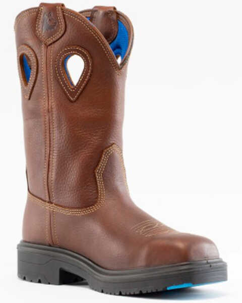 Image #1 - Steel Blue Men's Blue Heeler Waterproof Western Work Boots - Steel Toe, Brown, hi-res
