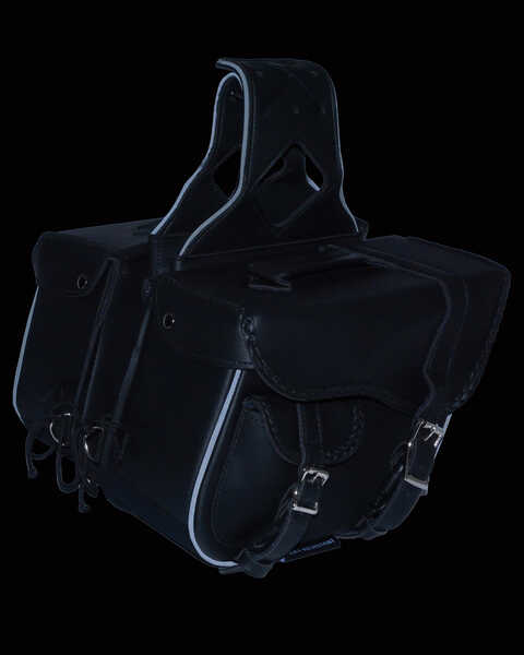 Image #3 - Milwaukee Leather Medium Braided Throw Over Saddle Bag, Black, hi-res